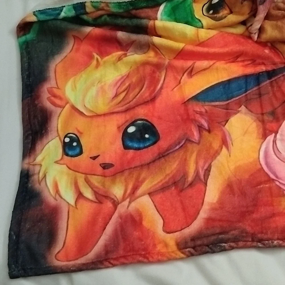 Pokemon Inspired Eevee Eeveelution Anime Fleece Throw Blanket 50x60 NEW